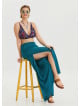 Zipper Detailed Pocket Petrol Women's High Waist Trousers 4640